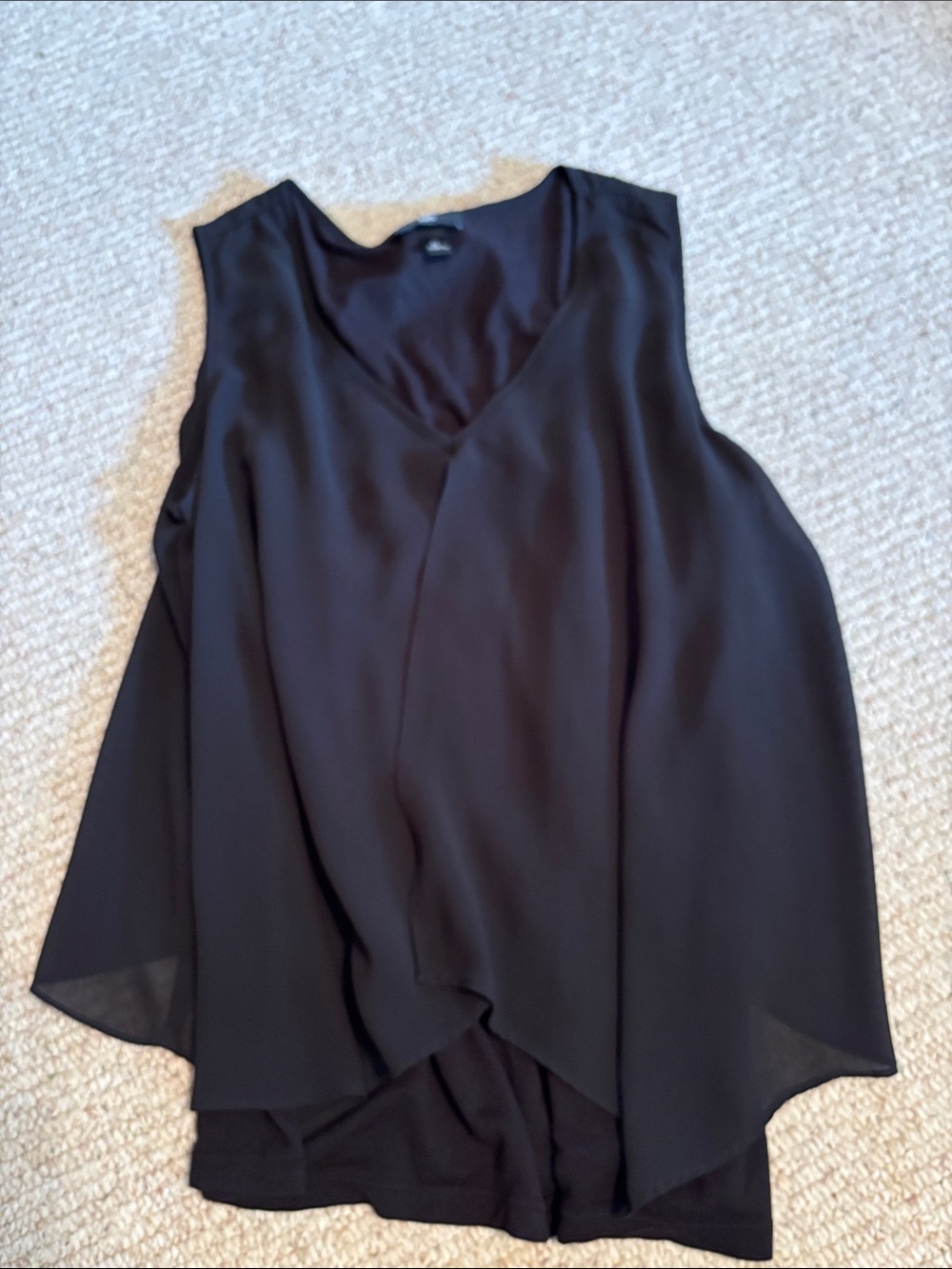 IZ Byer Black Sleeveless V-Neck Draped Shell Top 1X
